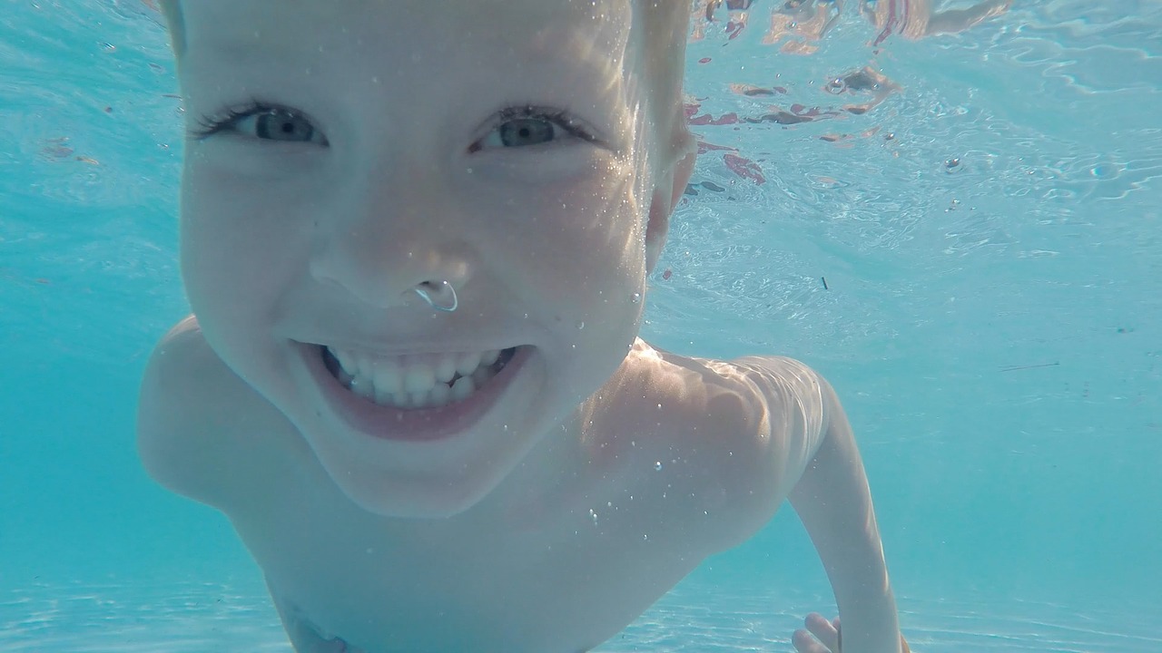 child underwater